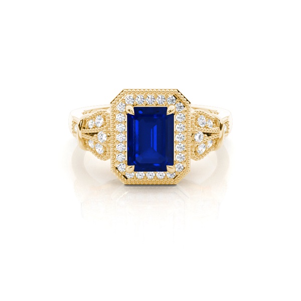 Prong Setting Blue Sapphire Side Stone Ring