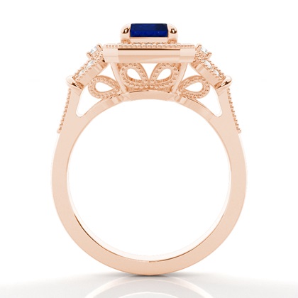 Prong Setting Blue Sapphire Side Stone Ring