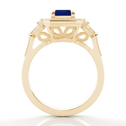 Prong Setting Blue Sapphire Side Stone Ring