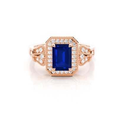 Prong Setting Blue Sapphire Side Stone Ring