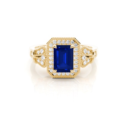 Prong Setting Blue Sapphire Side Stone Ring