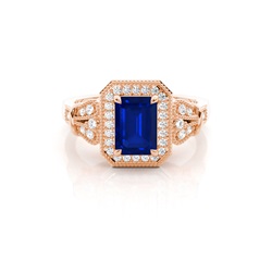 Prong Setting Blue Sapphire Side Stone Ring