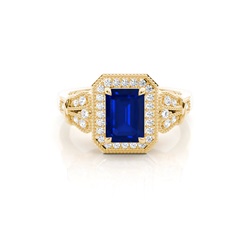 Prong Setting Blue Sapphire Side Stone Ring