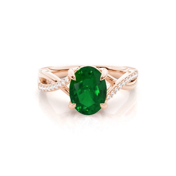 Prong Setting Oval Emerald Side Stone Ring