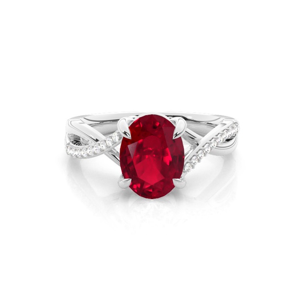 Prong Setting Oval Ruby Side Stone Ring