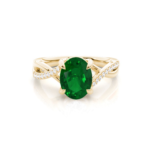 Prong Setting Oval Emerald Side Stone Ring