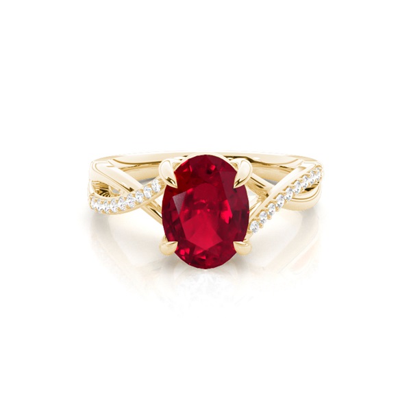 Prong Setting Oval Ruby Side Stone Ring