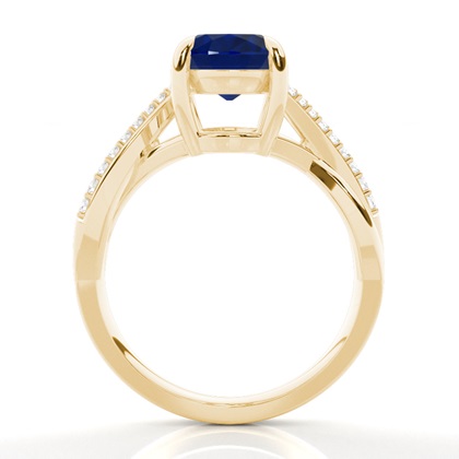 Prong Setting Oval Blue Sapphire Side Stone Ring