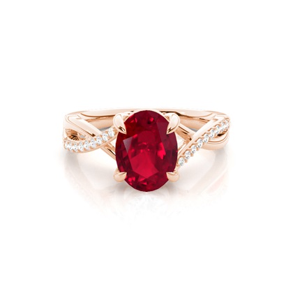 Prong Setting Oval Ruby Side Stone Ring
