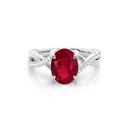 Prong Setting Oval Ruby Side Stone Ring
