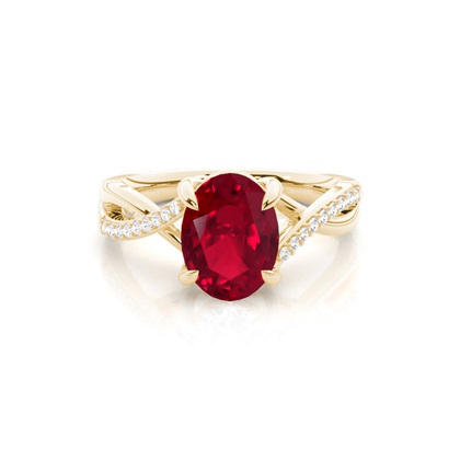 Prong Setting Oval Ruby Side Stone Ring