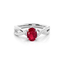Prong Setting Oval Ruby Side Stone Ring