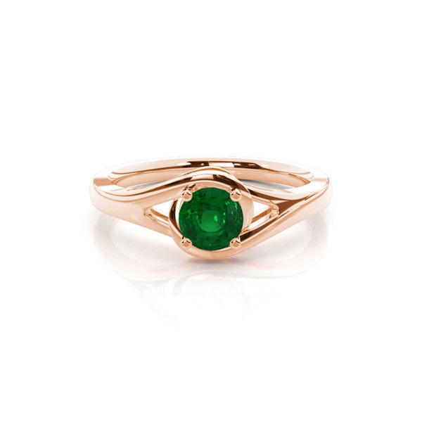 Prong Setting Round Emerald Solitaire Ring