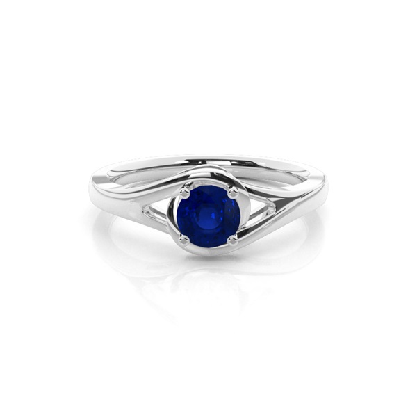 Prong Setting Round Blue Sapphire Solitaire Ring