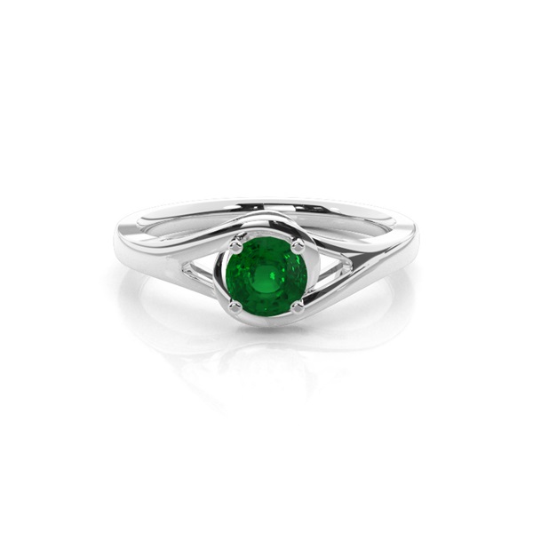 Prong Setting Round Emerald Solitaire Ring