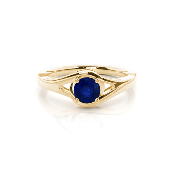 Prong Setting Round Blue Sapphire Solitaire Ring