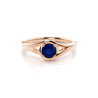 Prong Setting Round Blue Sapphire Solitaire Ring