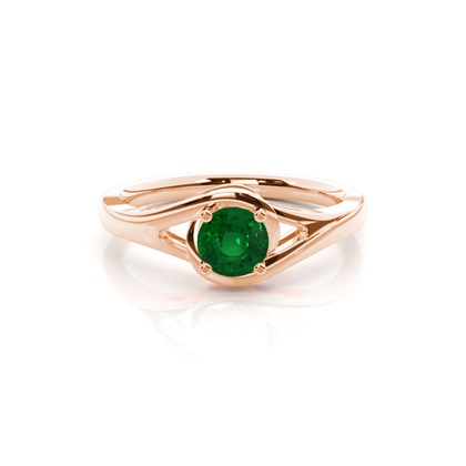 Prong Setting Round Emerald Solitaire Ring