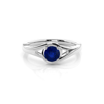 Prong Setting Round Blue Sapphire Solitaire Ring
