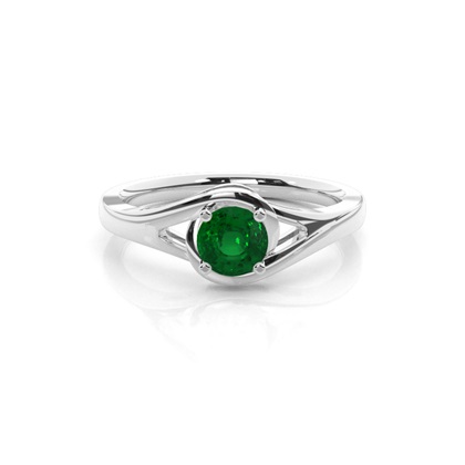 Prong Setting Round Emerald Solitaire Ring