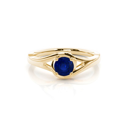 Prong Setting Round Blue Sapphire Solitaire Ring