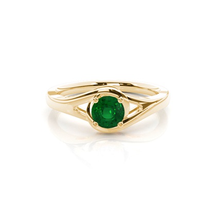Prong Setting Round Emerald Solitaire Ring