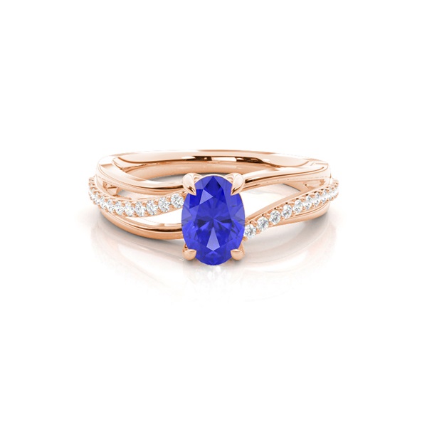 Prong Setting Oval Tanzanite Side Stone Ring