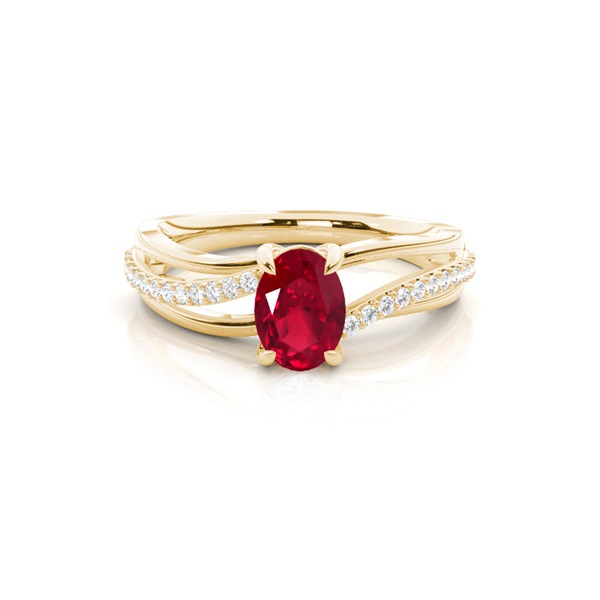 Prong Setting Oval Ruby Side Stone Ring