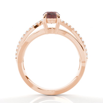 Prong Setting Oval Garnet Side Stone Ring