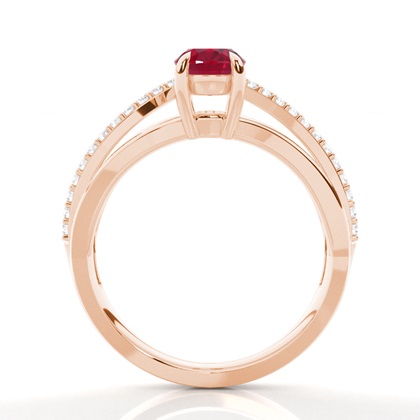 Ovaler Seitensteinring Mit Rubin In Krappenfassung