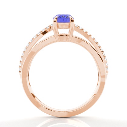 Prong Setting Oval Tanzanite Side Stone Ring