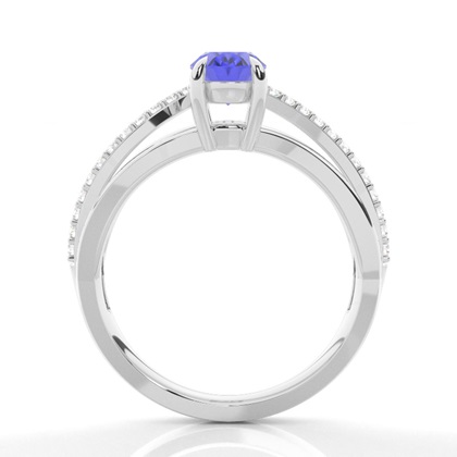 Prong Setting Oval Tanzanite Side Stone Ring