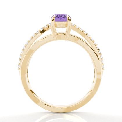 Prong Setting Oval Amethyst Side Stone Ring