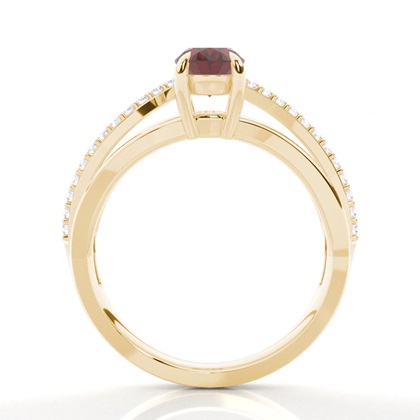 Prong Setting Oval Garnet Side Stone Ring