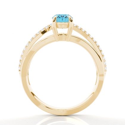 Prong Setting Oval Blue Topaz Side Stone Ring