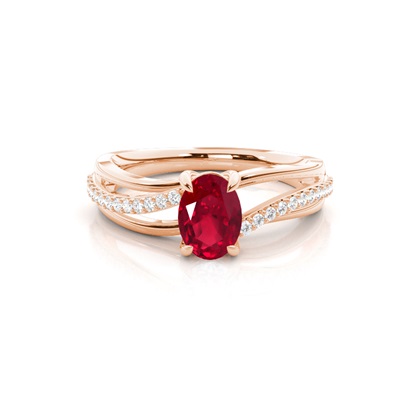 Prong Setting Oval Ruby Side Stone Ring