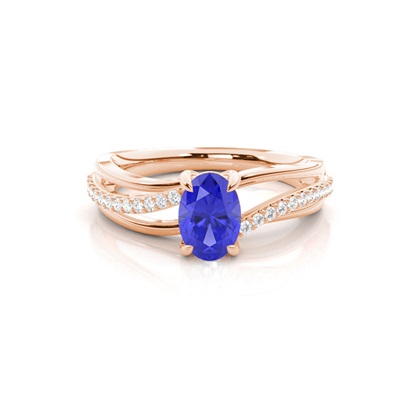 Prong Setting Oval Tanzanite Side Stone Ring