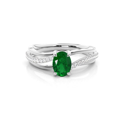 Prong Setting Oval Side Stone Ring