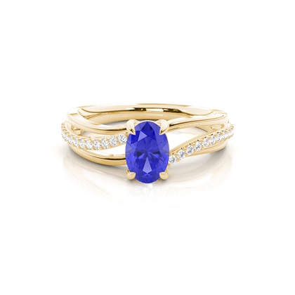 Prong Setting Oval Tanzanite Side Stone Ring