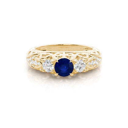 Round Yellow Gold Ethereal Diamond Engagement Rings