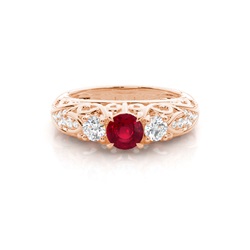 Prong Setting Round Ruby Side Stone Ring