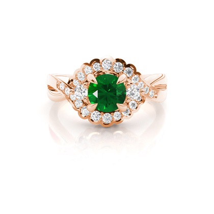 Rose Gold Emerald Diamond Rings