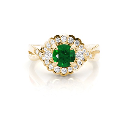 Yellow Gold Emerald Diamond Engagement Rings