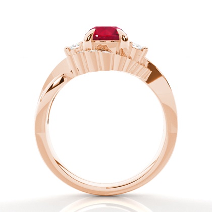 Prong Setting Round Ruby Trilogy Ring