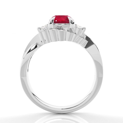 Prong Setting Round Ruby Trilogy Ring