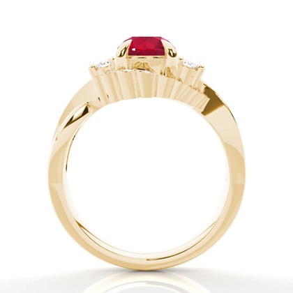 Prong Setting Round Ruby Trilogy Ring