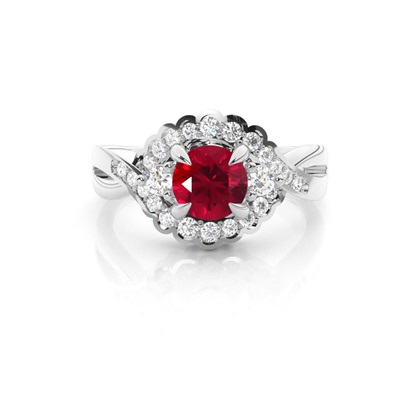 Prong Setting Round Ruby Trilogy Ring
