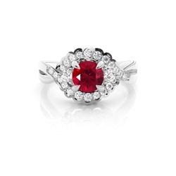 Prong Setting Round Ruby Trilogy Ring