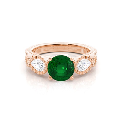 Rose Gold Emerald Diamond Engagement Rings