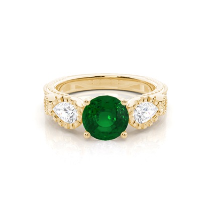 Yellow Gold Emerald Diamond Engagement Rings